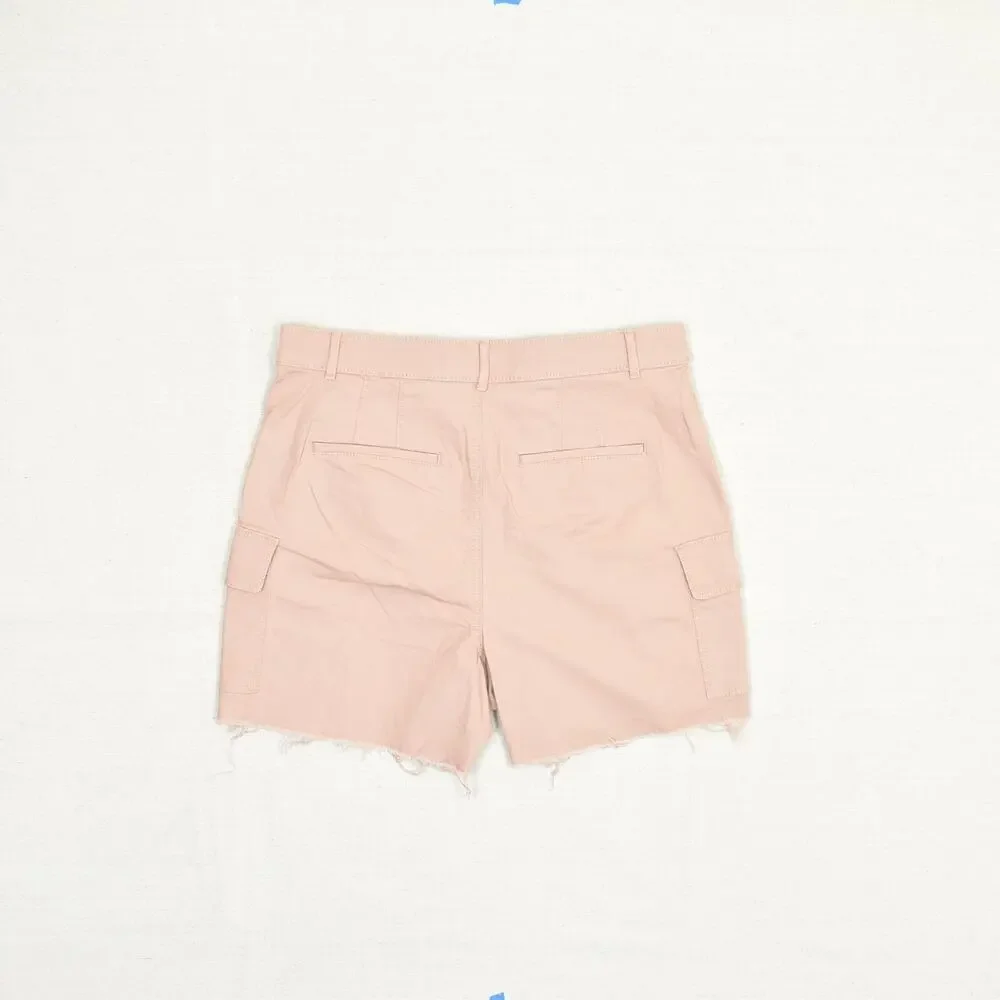 Loft Women Cargo Shorts Zip Solid Pockets Cotton Pink Size 8